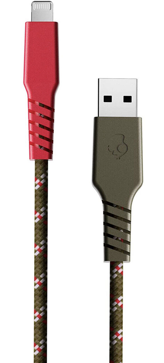 Cable Skullcandy Line Plus USB-C a Lightning Rojo y Cafe 1.8m