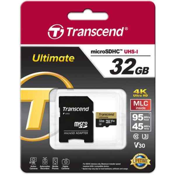 Memoria Transcend TS32GUSDU3 microSDXC/SDHC clase 10 UHS-I U3 633 x (Ultimate) 95MB/s 4K-0