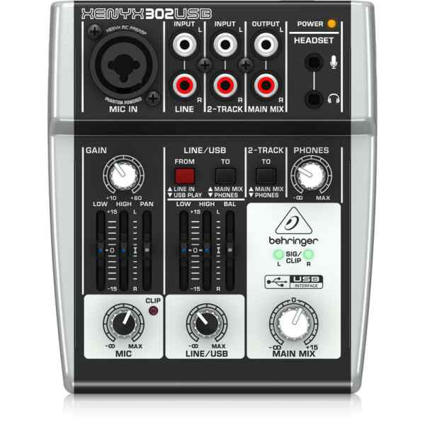 CONSOLA DE 5-ENTRADAS (1-XLR) 302USB XENYX BEHRINGER-8702