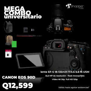 Camara EOS 90D, Lente 18-135 mm IS USM | CANON