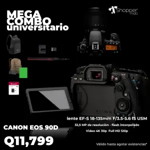 Camara EOS 90D, Lente 18-135 mm IS USM | CANON