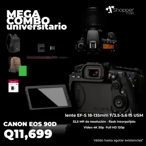 Camara EOS 90D, Lente 18-135 mm IS USM | CANON