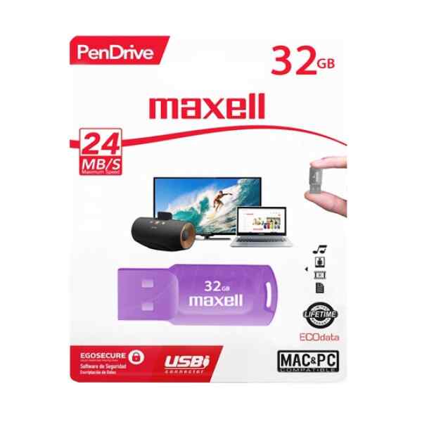 USB Solid de 32GB Purpura USBS-32 Maxell-0