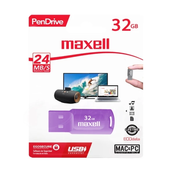 USB Solid de 32GB Purpura USBS-32 Maxell-0