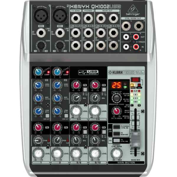 CONSOLA DE 10-ENTRADAS (2-XLR) 2-BUSES, EFECTOS KLARK TEKNIK QX1002USB XENYX BEHRINGER-0