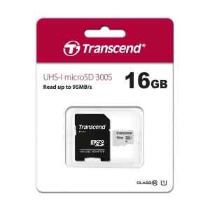 Memoria SD 16GB UHS-I  U1 con adaptador | TS16GUSD300S-A – Transcend