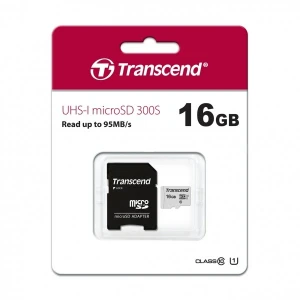 Memoria SD 16GB UHS-I  U1 con adaptador | TS16GUSD300S-A – Transcend