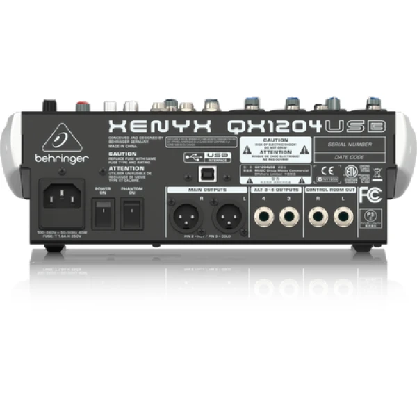 CONSOLA DE 12-ENTRADAS (4-XLR) 2/2-BUSES, EFECTOS KLARK TEKNIK QX1204USB XENYX BEHRINGER-0