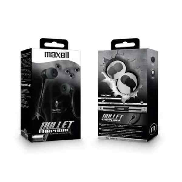 Auriculares Negros -SMOKE EARCAP BULLET METAL Maxell-0