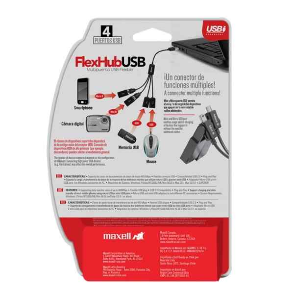 USB-FLEX HUB DE 4 PUERTOS USB + 1 MINI USB FLEX Maxell-0