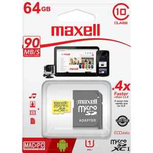 Tarjeta de Memoria 64GB SDXC CL10 con Adaptador SD MCSD-64CL10 Maxell