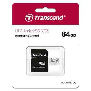 MicroSD 64GB UHS-I  U1 with Adapter TS64GUSD300S-A Transcend