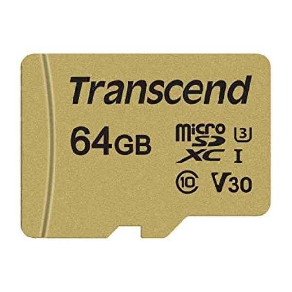64GB UHS-I U3 microSD con adaptador, MLC TS64GUSD500S Transcend-0