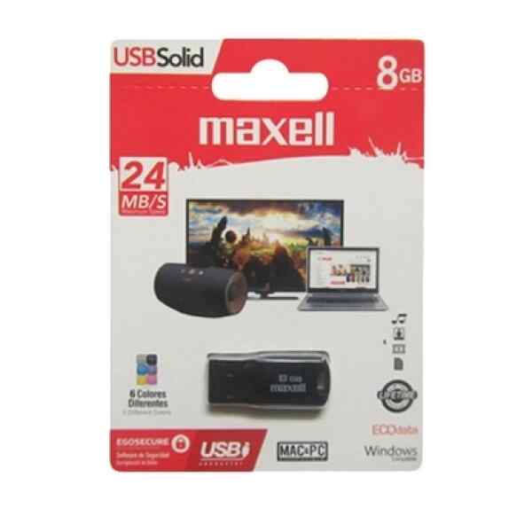 USB SOLID 8GB BLACK USBS-8 Maxell-0
