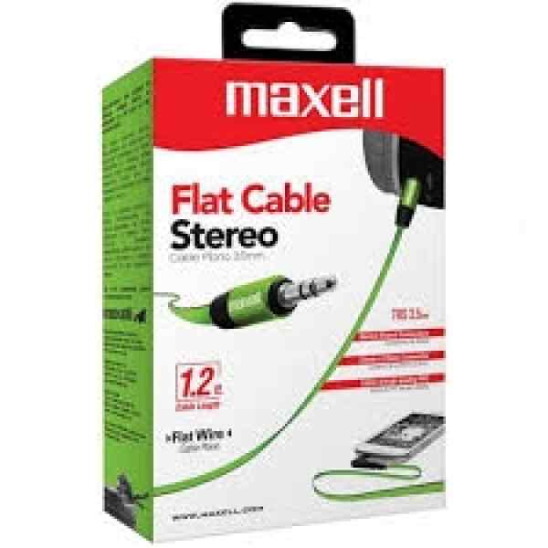 Flat Audio 4.5FT Cable 3.5MM Green AUD-500 Maxell-0