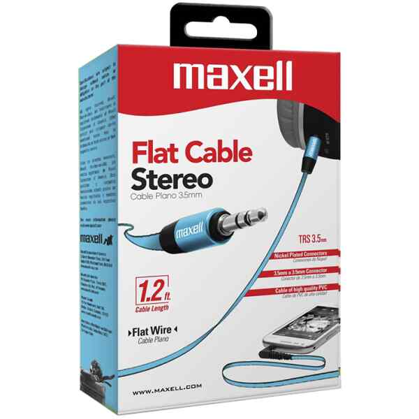 Flat Audio 4.5FT Cable 3.5MM BLUE AUD-500 Maxell-0