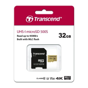 Memoria MicroSD 32GB UHS-I U3 con adaptador, TS32GUSD500S – Transcend