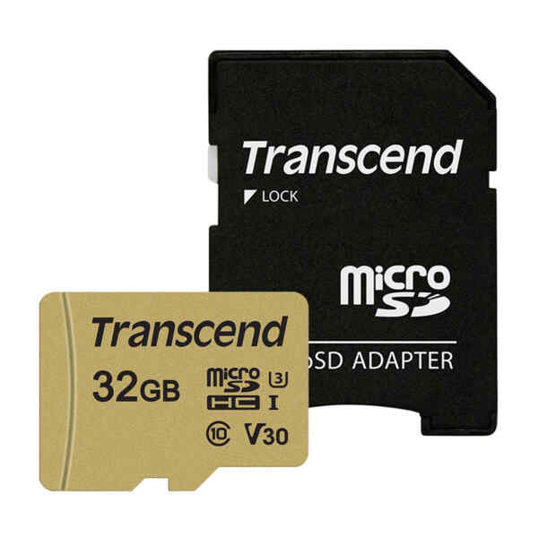 Memoria MicroSD 32GB UHS-I U3 con adaptador, TS32GUSD500S - Transcend-14805