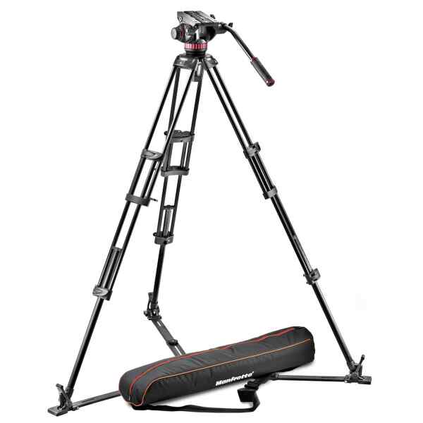 KIT de tripode Manfrotto Sistema fluido profesional de vídeo / aluminio / estabilizador MVH502A,546GB-1 -0