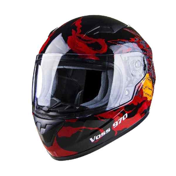 CASCO PARA NIÑO NEGRO/ROJO BRILLANTE VOSS talla L-0