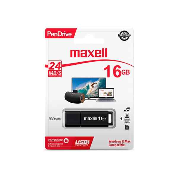 USB Pendrive 16GB BLK USBPD-16 Maxell-9494