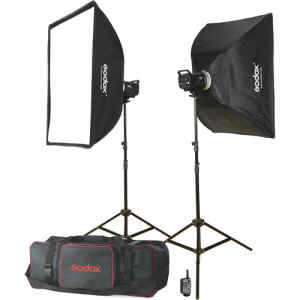 Kit de 2, Flash MS-300 con softbox de 60x90, tripodes, trigger | XT-16 con estuche y reflector - GODOX-0