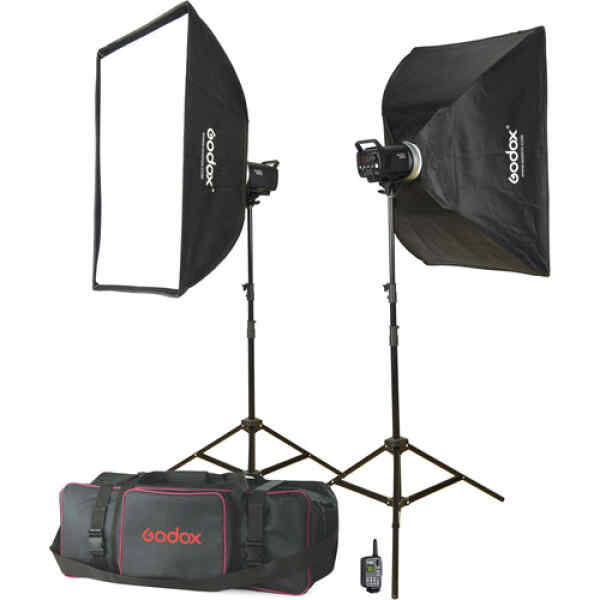 Kit de 2, Flash MS-300 con softbox de 60x90, tripodes, trigger | XT-16 con estuche y reflector - GODOX-0