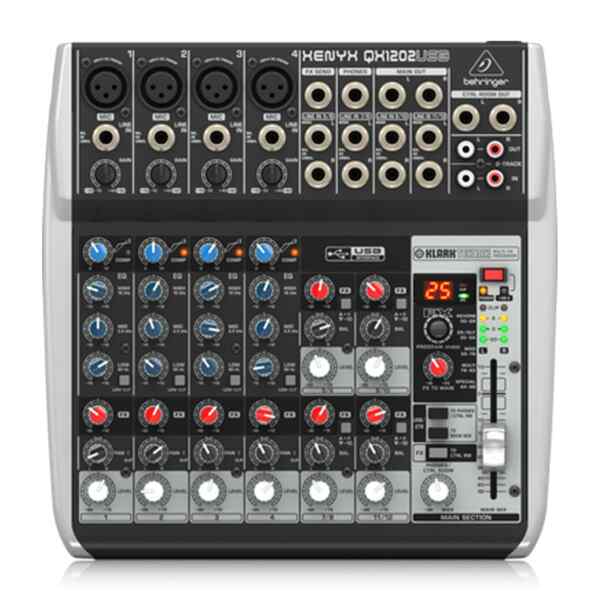 Consola de 12 entradas (4-XLR) 2-BUSES, QX1202USB - Behringer-0