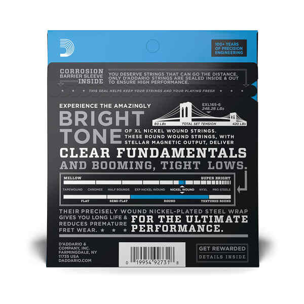Juego bajo electrico EXL 165 6 - D'ADDARIO-0