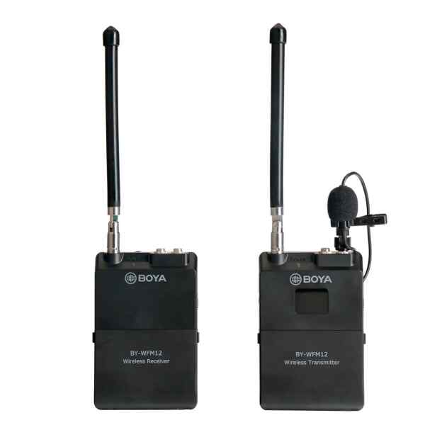 Microfono de solapa WIRELESS,, salida 3.5MM, VIDEO/DSLR y adaptador para celular | BY-WFM12 - BOYA-0