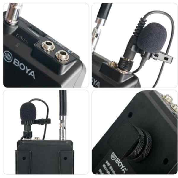 Microfono de solapa WIRELESS,, salida 3.5MM, VIDEO/DSLR y adaptador para celular | BY-WFM12 - BOYA-15578