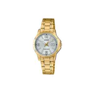 Reloj standard analogo dorado con blanco l CASIO