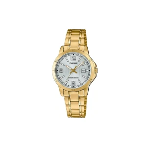 Reloj standard analogo dorado con blanco l CASIO