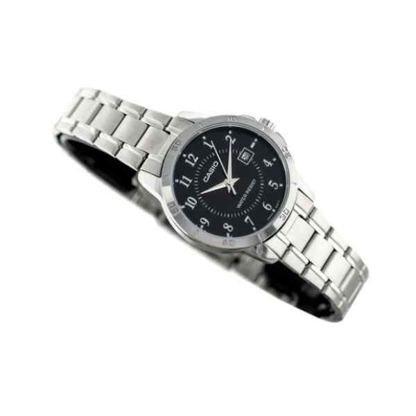 Reloj analogo metal wr plateado con negro l CASIO-0