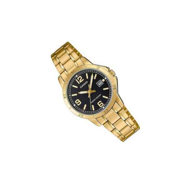 Reloj standard analogo negro con dorado l CASIO-22497