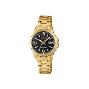 Reloj standard analogo negro con dorado l CASIO