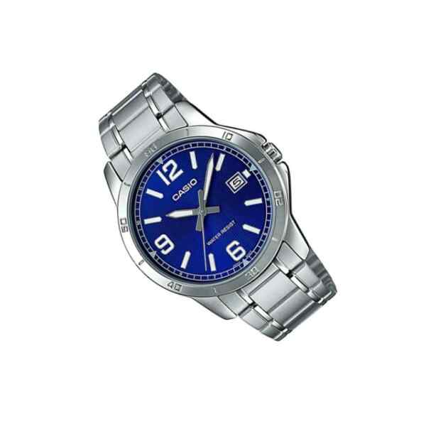 Reloj analogo metal wr plateado con azul l CASIO-22526