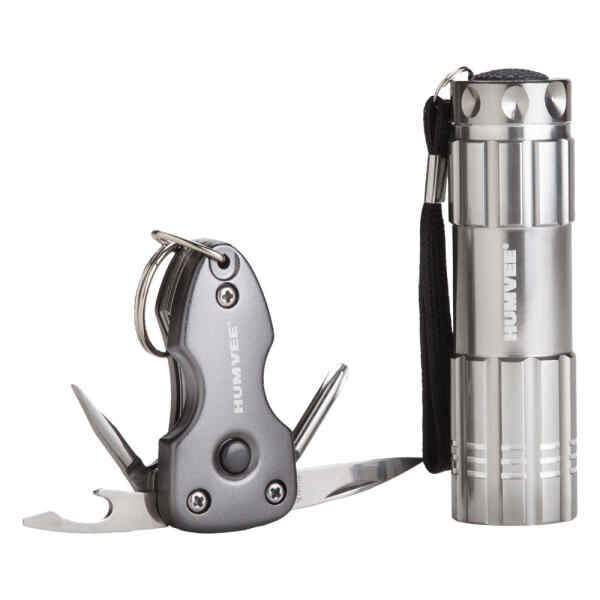 Juego de herramientas de llavero y linterna led de 9 bombillas | HMV-KC-6GRY - HUMVEE-0