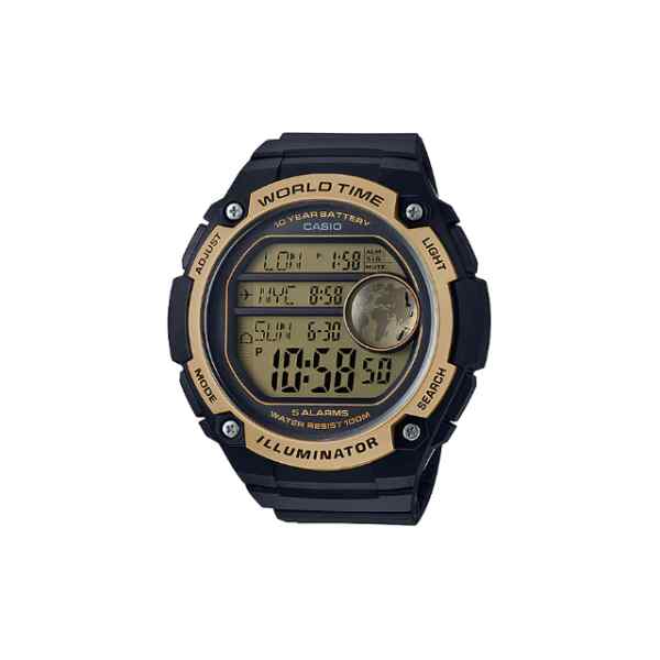 Reloj 5 alarmas negro con dorado l CASIO-0