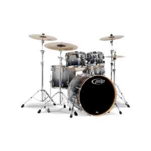 Bateria acustica 5 piezas silver to black fade l PDP