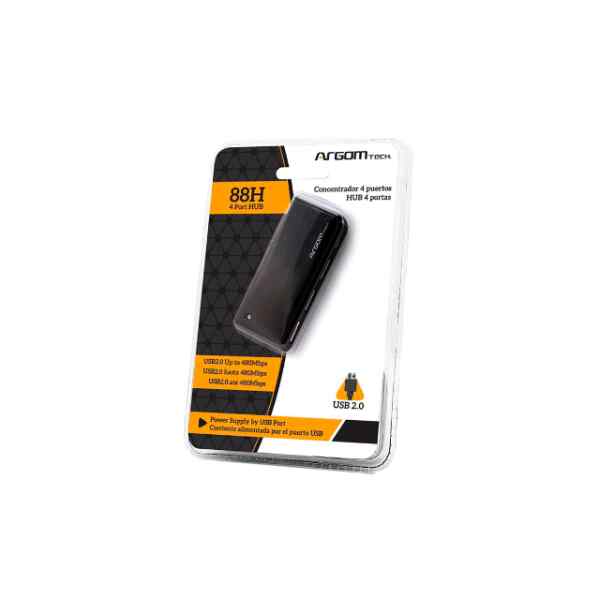 Hub 4-puertos usb 2.0 negro l ARGOM-26959