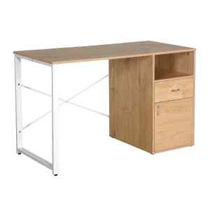 Xtech – Escritorio – rectangular – madera, acero, policloruro de vinilo (PVC) – madera beige – blanco base