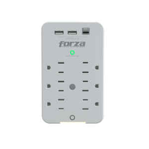 Forza FWT-631USBC – Protector contra sobretensiones (montaje en pared) – CA 125 V – 1875 vatios – conectores de salida: 6 – blanco