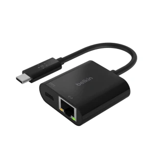 Belkin – Adaptador de carga y Ethernet – USB-C – Gigabit Ethernet x 1 + USB-C (solo alimentación) x 1