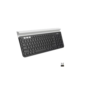 Logitech – Keyboard – Wireless – Spanish – 2.4 GHz / Bluetooth – Ergonomic Design – Black (keyboard) / Black and white