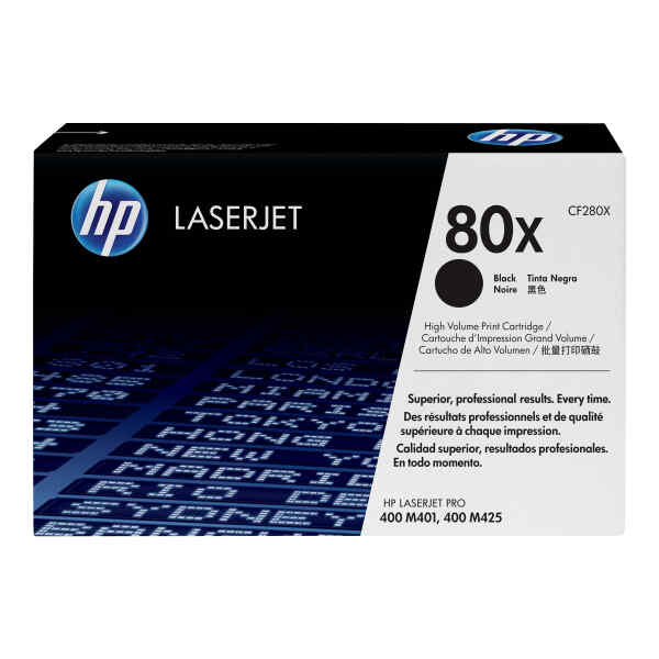 HP 80X – Alto rendimiento – negro – original – LaserJet – cartucho de tóner (CF280X) – para LaserJet Pro 400 M401, MFP M425