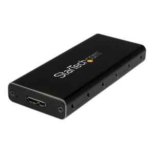 StarTech.com Caja Adaptador M.2 NGFF a USB 3.1 con Carcasa Protectora – Caja de SSD M.2 para SSDs M.2 SATA (SM21BMU31C3) – Caja de almacenamiento – M.2 – SATA 6Gb/s – USB 3.1 (Gen 2) – negro, plata – para P/N: TBLT3MM1MA, TBLT3MM2M, TBLT3MM2MA