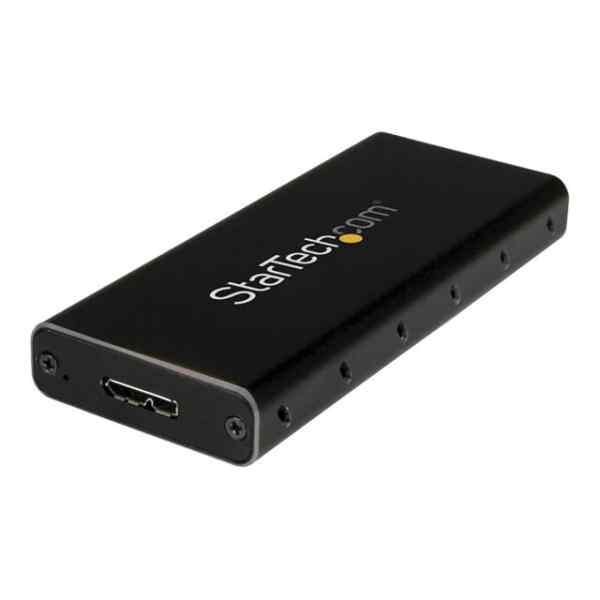 StarTech.com Caja Adaptador M.2 NGFF a USB 3.1 con Carcasa Protectora – Caja de SSD M.2 para SSDs M.2 SATA (SM21BMU31C3) – Caja de almacenamiento – M.2 – SATA 6Gb/s – USB 3.1 (Gen 2) – negro, plata – para P/N: TBLT3MM1MA, TBLT3MM2M, TBLT3MM2MA