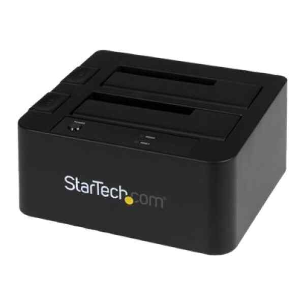 StarTech.com Dual-Bay USB 3.0 eSATA to SATA Hard Drive Docking Station, USB Hard Drive Dock, External 2.53.5 SATA IIIIII, SSDHDD Docking Station, Hot-Swap Hard Drive Bays – Top-Loading – Controlador de almacenamiento – 2.5″, 3.5″ – SATA 6Gb/s – eSATA 6Gb/s, USB 3.0 – negro – para P/N: SVA12M5NA