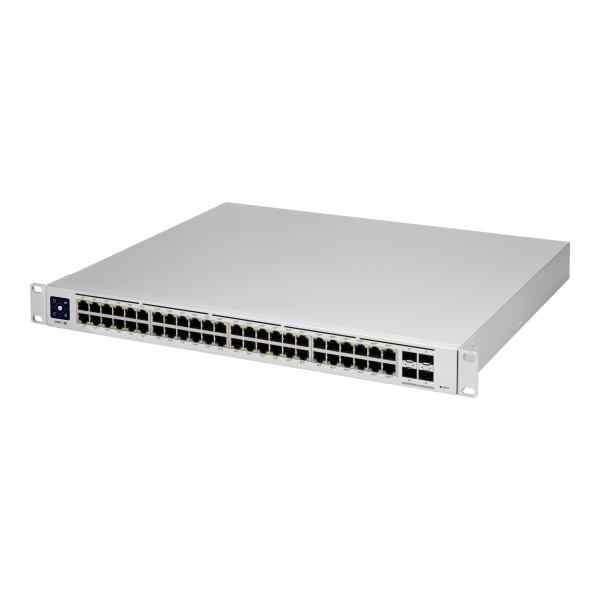 Ubiquiti UniFi Switch USW-PRO-48-POE – Conmutador – Gestionado – 48 x 10/100/1000 (40 PoE+, 8 PoE++) + 4 x 10Gb Ethernet SFP+ – montaje en rack – PoE++ (600 W) – CA 120/230 V / DC 11,5/52 V